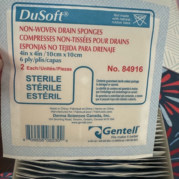 NEW Gentell DuSoft Non-Woven Drain Sponges - Picture 1 of 3